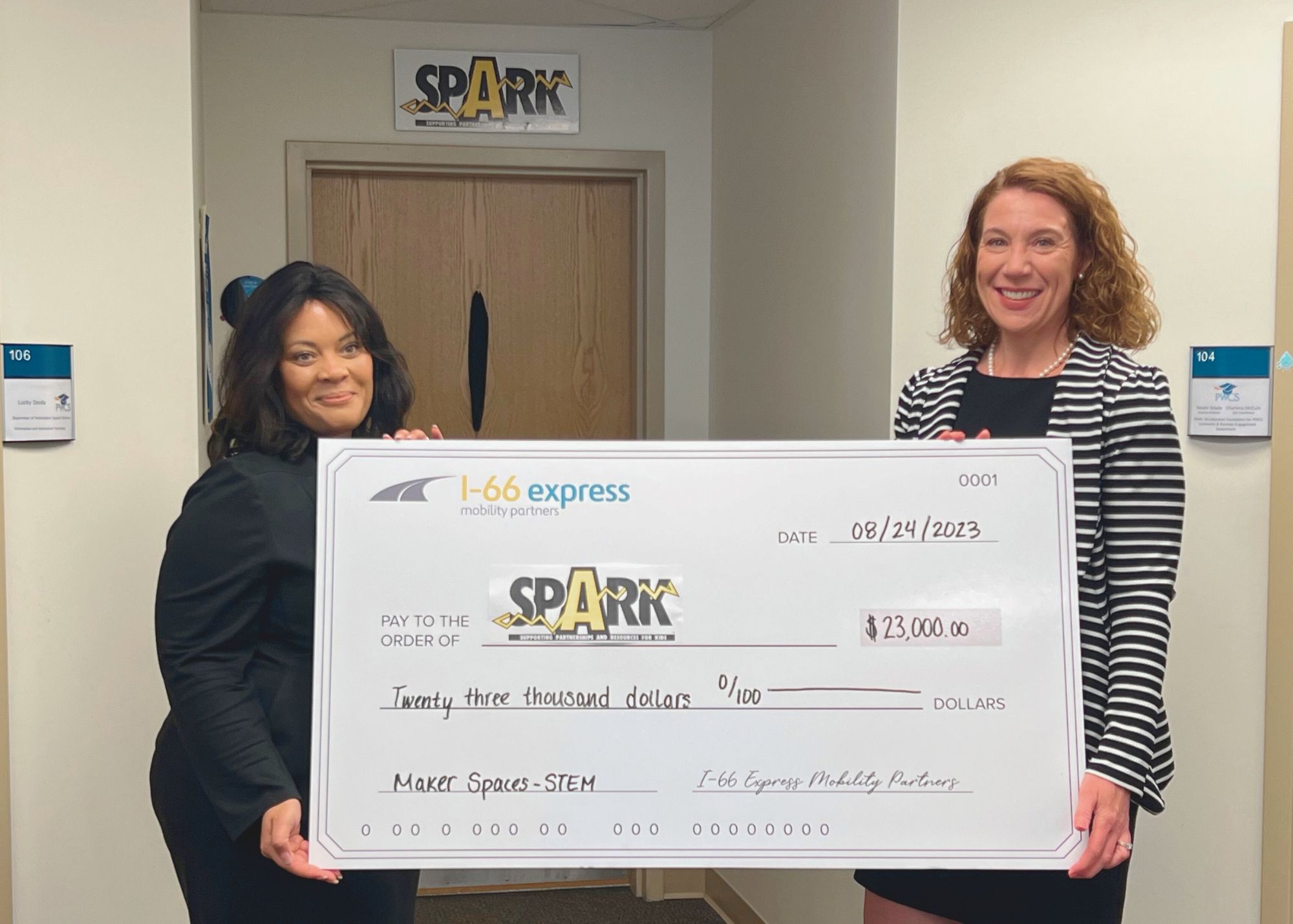 I-66 EMP and SPARK Mark Continued Partnership with Check Presentation