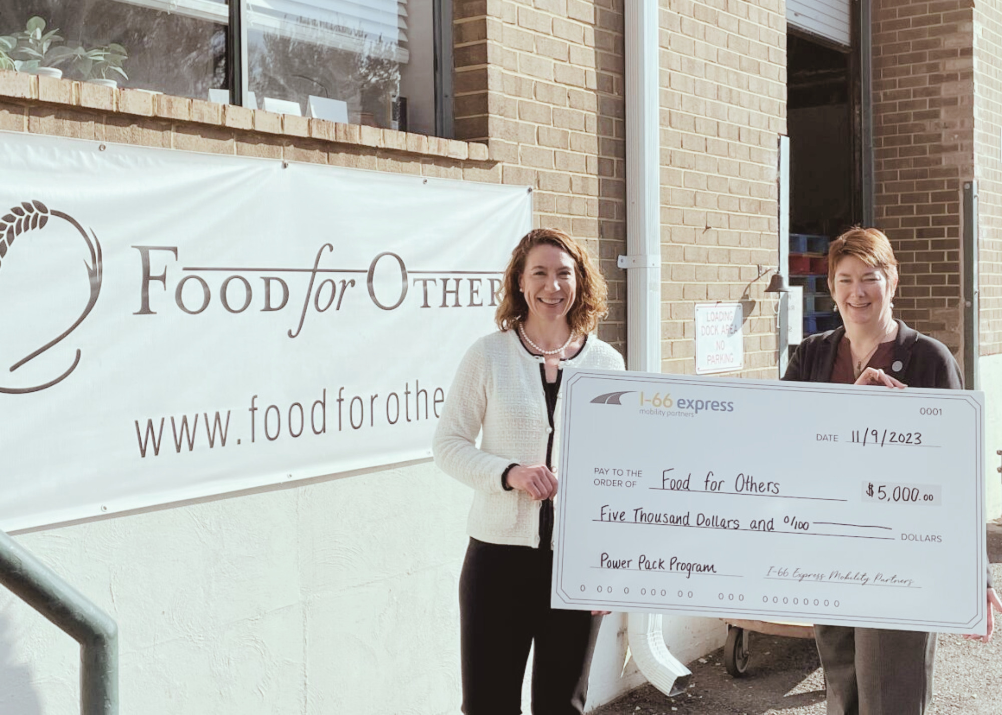 I-66 EMP Contributes $5,000 Toward Food for Others’ Power Pack Program